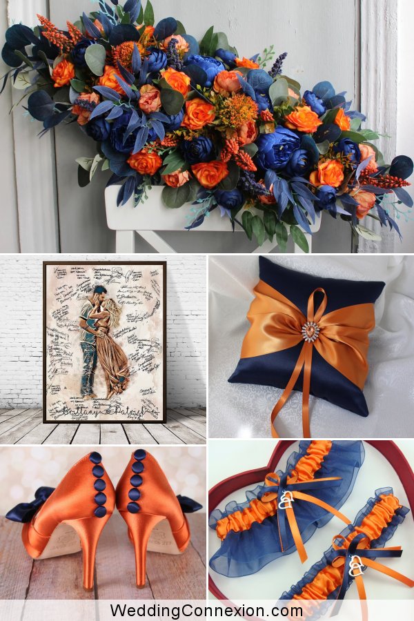 Burnt Orange & Bavy Blue Wedding Details